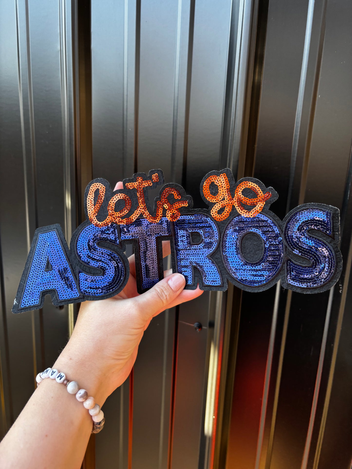 Let’s go Astros Sequins embroidered iron on patch