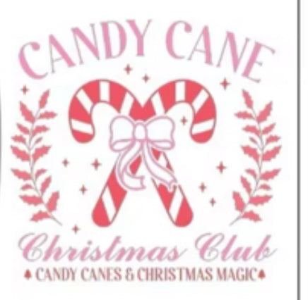 Candy cane Christmas club DTF transfer