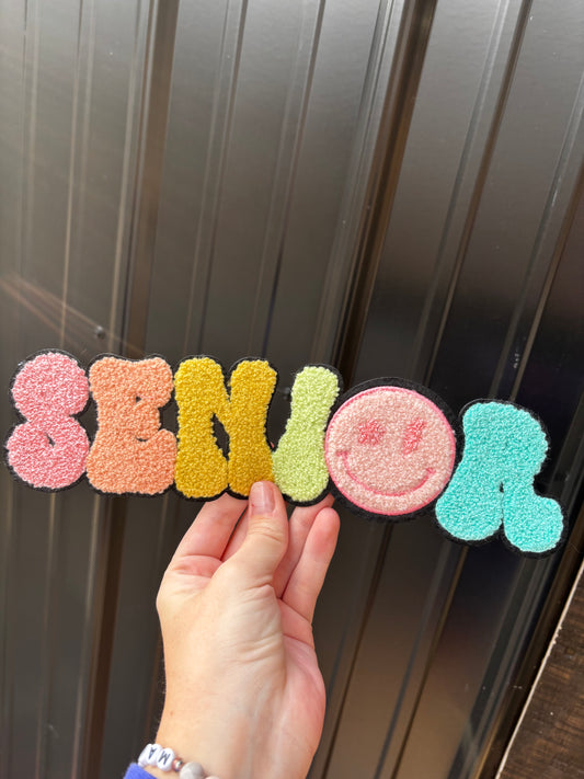 Senior chenille iron on patch