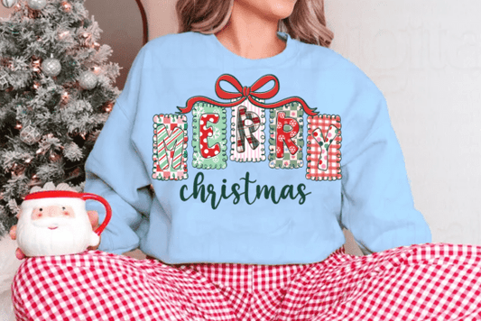 Buffalo Plaid Patchwork Merry Christmas DTF