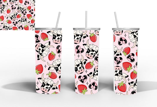 strawberry cows 20oz skinny tumbler