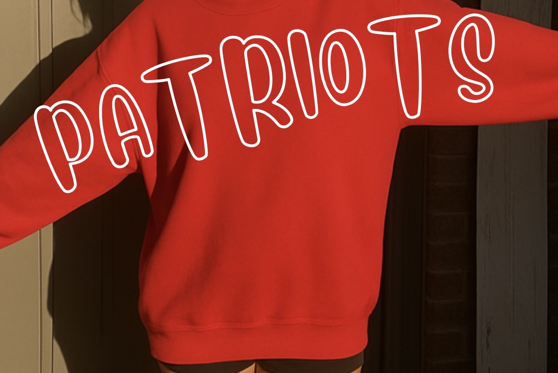 Patriots crewneck new logo (front small logo, back large patriots)