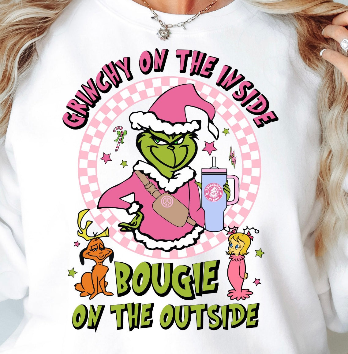 Grinchy on the inside bougie on the outside crewneck sweatshirt