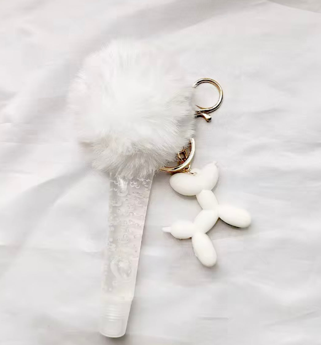 Lipgloss holder key ring ballon dog keychain set