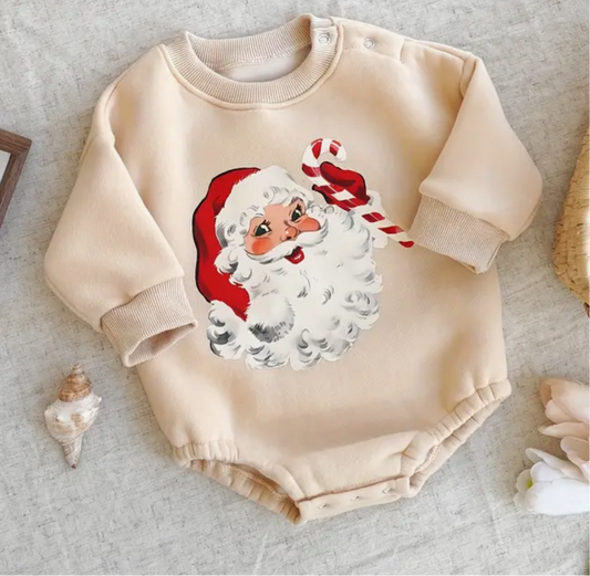 Cartoon Santa clause long sleeve bubble romper