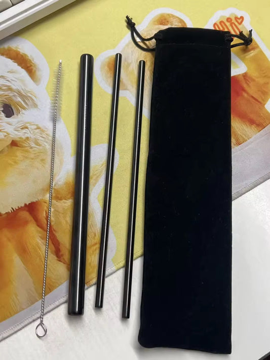 Eco friendly straight reusable stainless steel straw set of 4