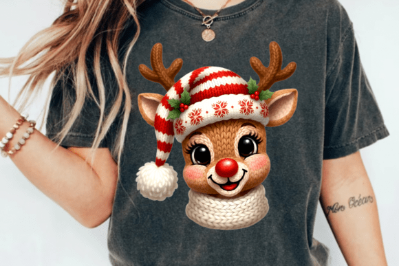 Yarn Crochet Christmas Reindee DTF transfer