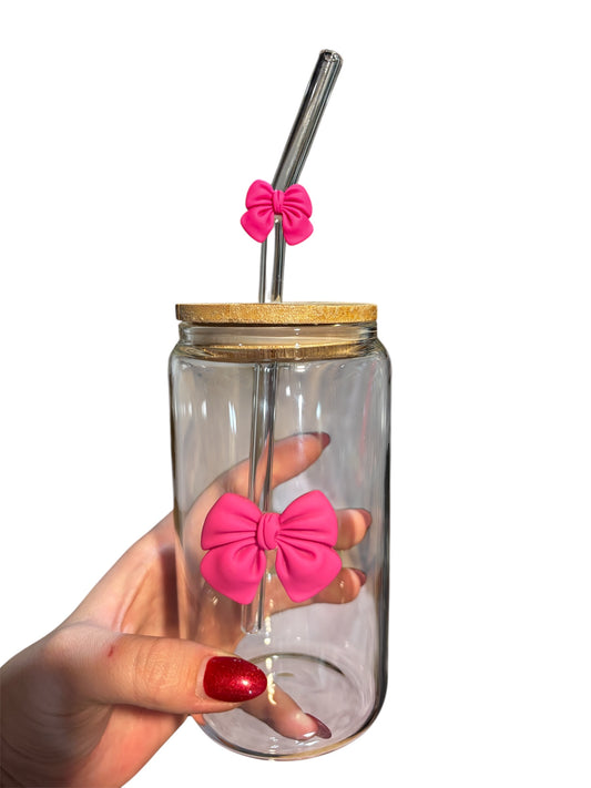 16oz bow charm cup with matching straw