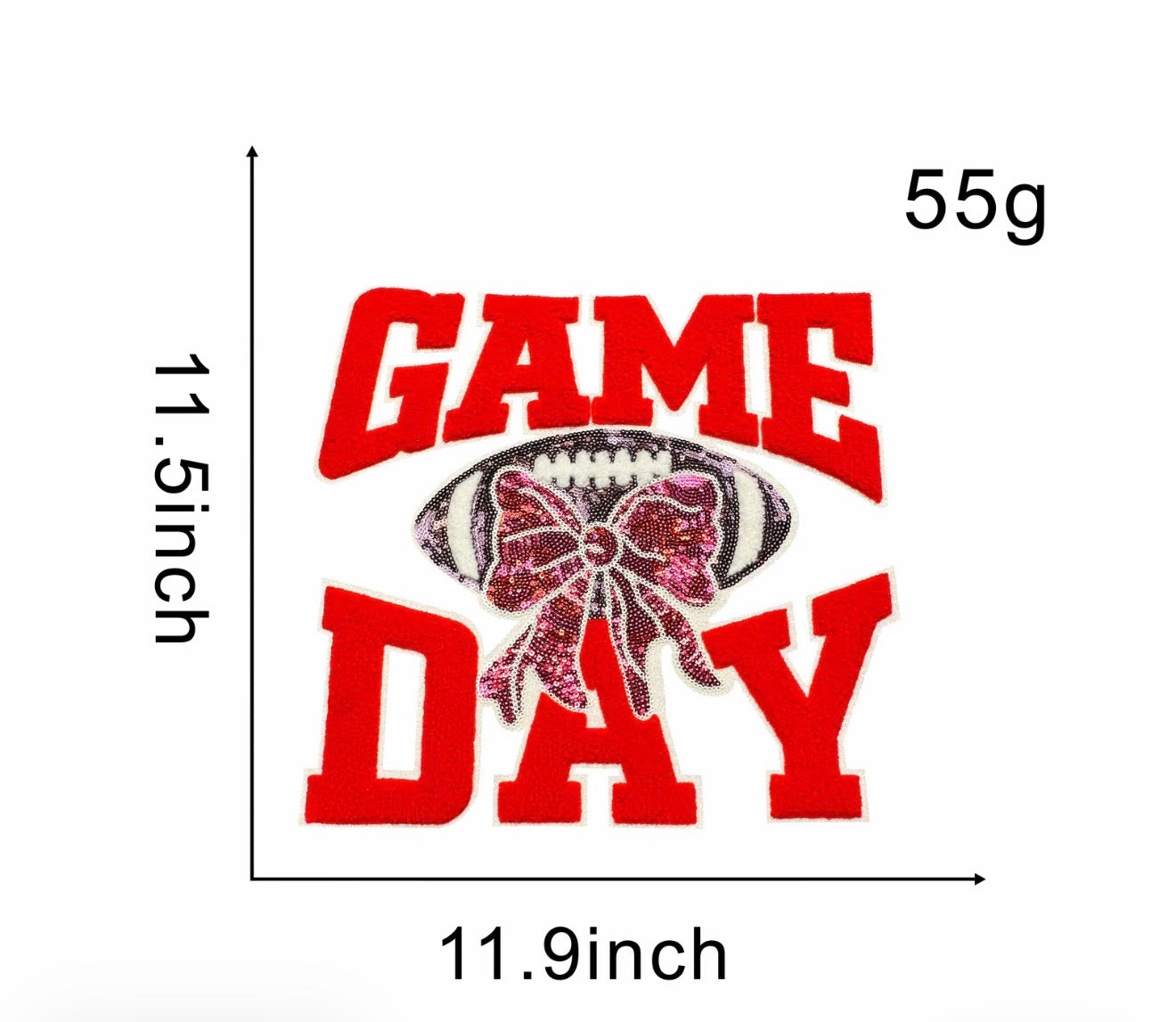Blue or red game day iron on patch