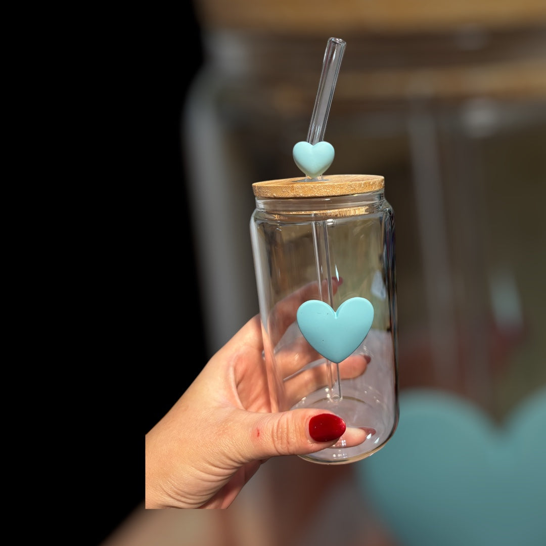 16oz heart charm cup with matching straw