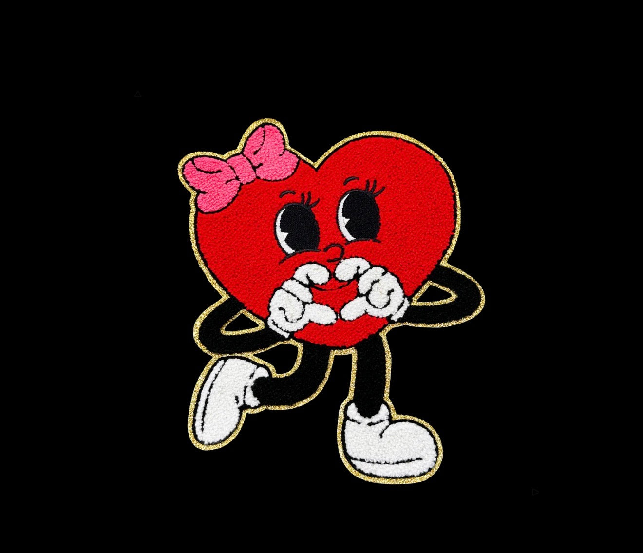 Valentines heart and bow iron on patch