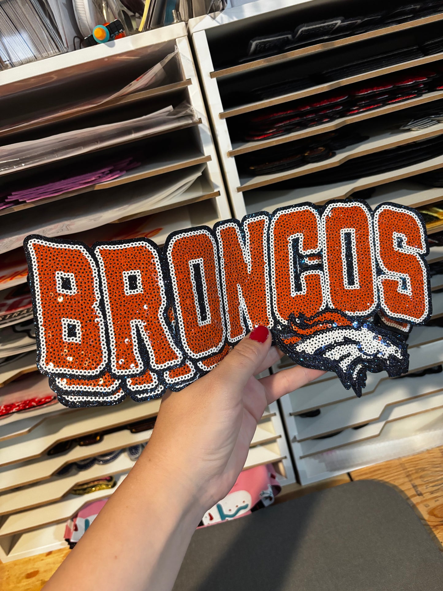 Broncos Sequins embroidered iron on patch