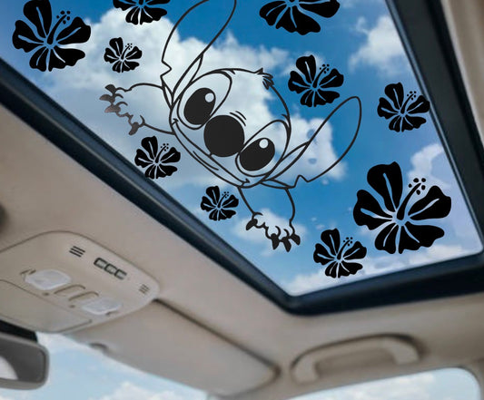 Blue dog flower or cow print sunroof window decal
