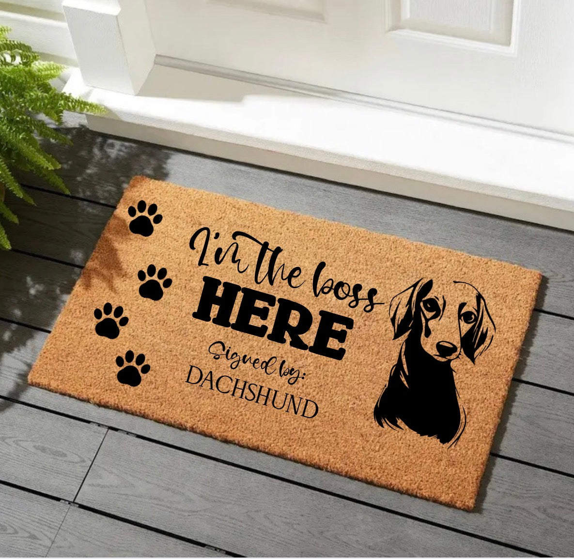 Im the boss here dog door mat - multiple breeds available