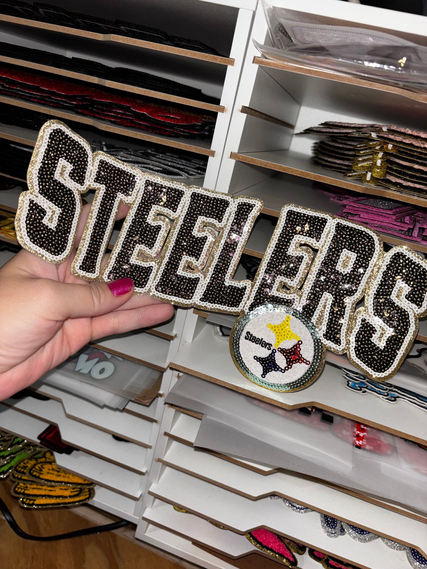 Steelers Sequins embroidered iron on patch