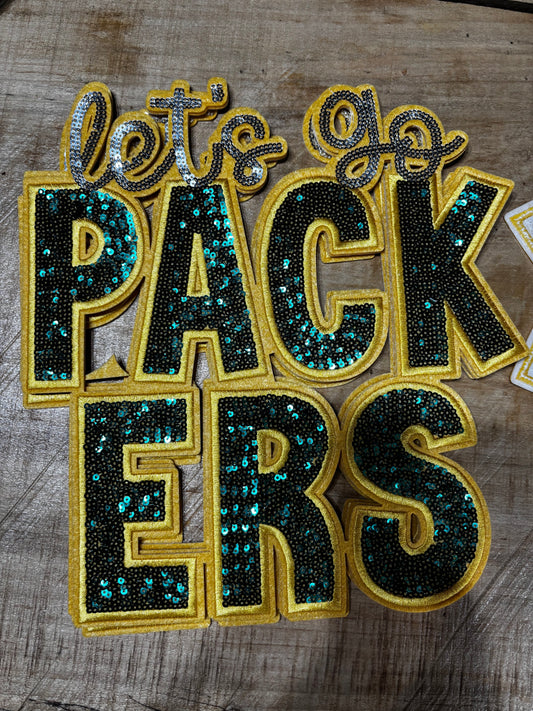 Let’s go packers Sequins embroidered iron on patch