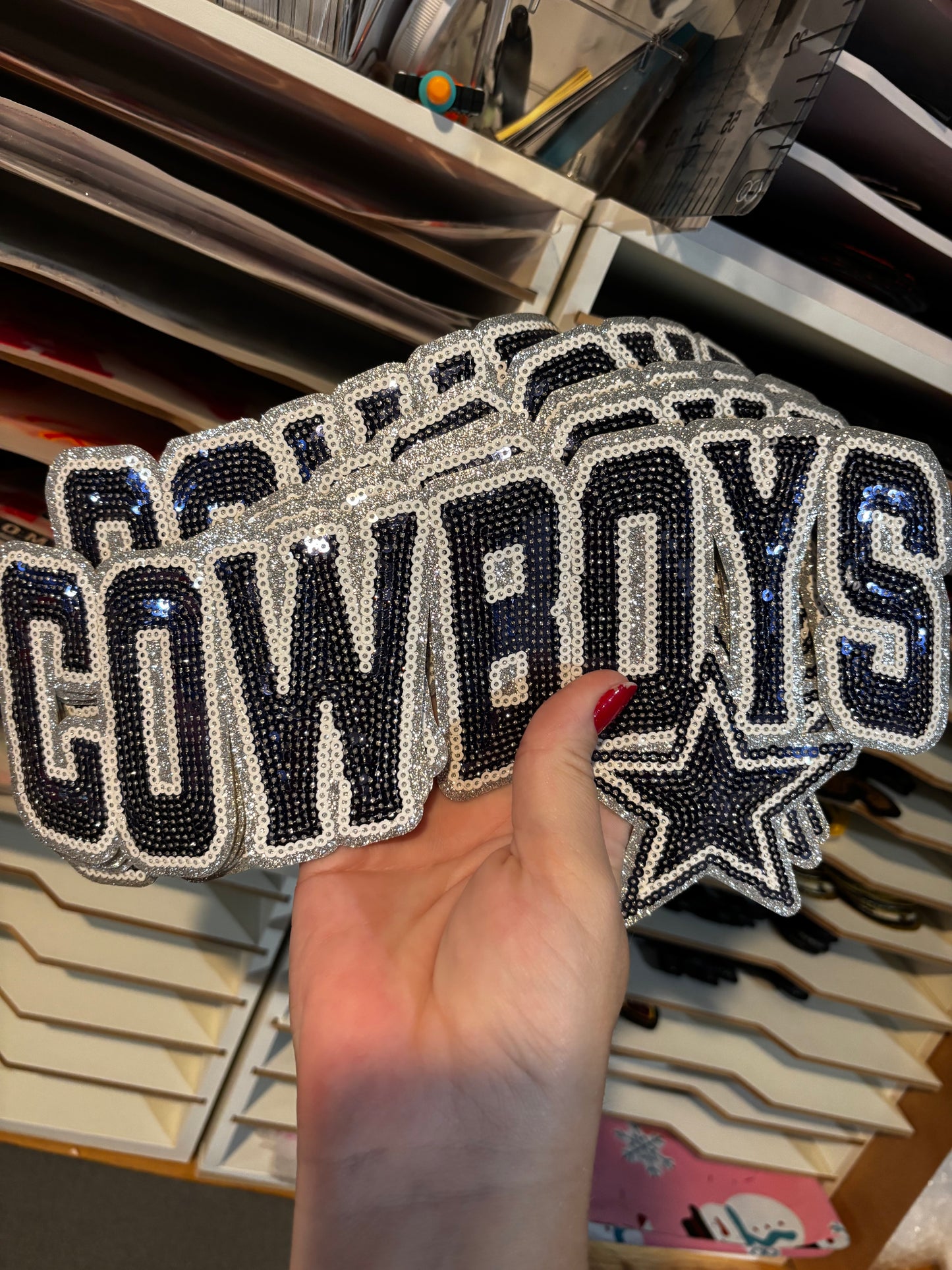 Cowboys Sequins embroidered iron on patch