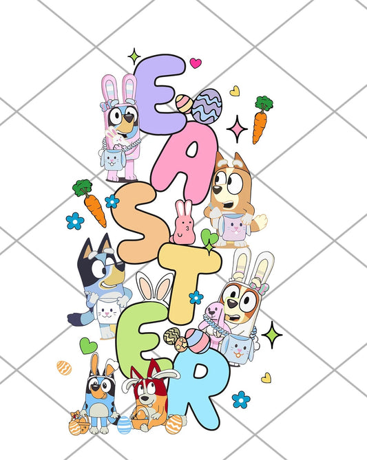 Blue dog Easter DTF transfer