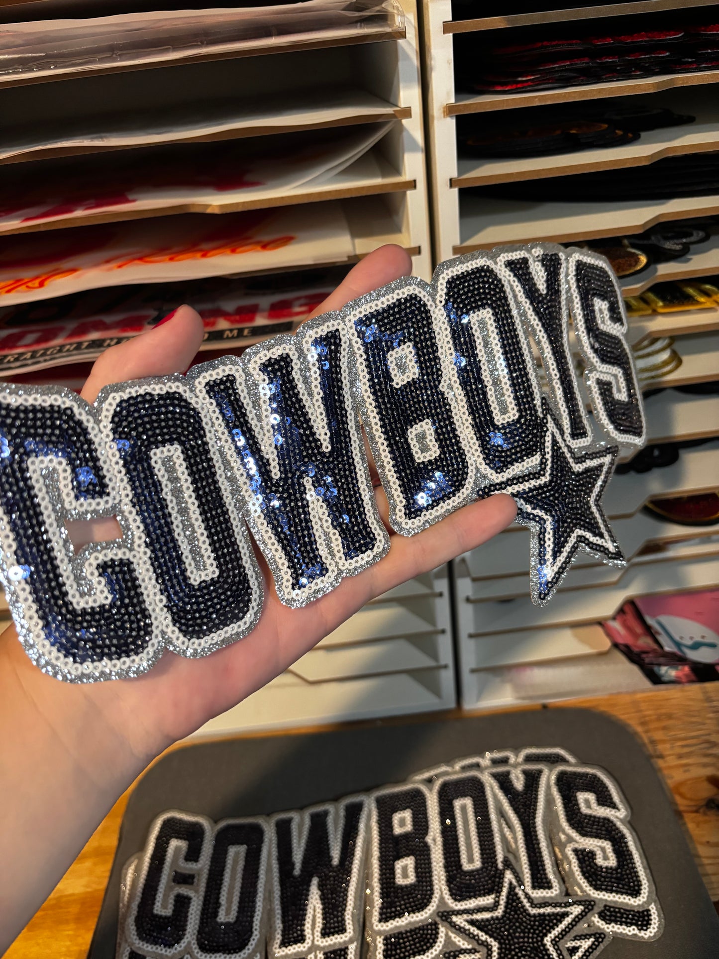 Cowboys Sequins embroidered iron on patch