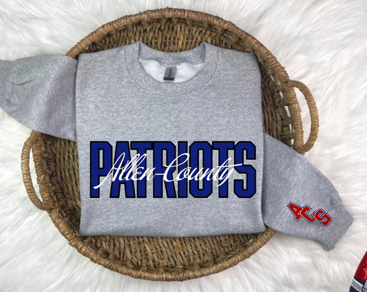 patriots allen county ACS crewneck w/sleeve decal or tshirt