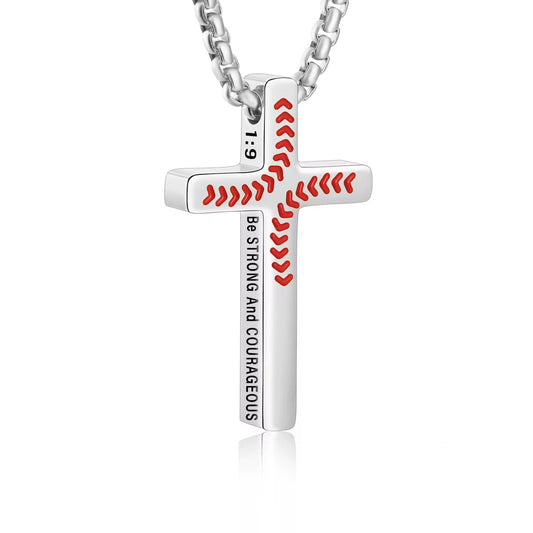 Baseball necklace Stainless steel linked cross and chain