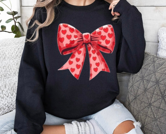 Giant bow filled with mini hearts crewneck sweatshirt