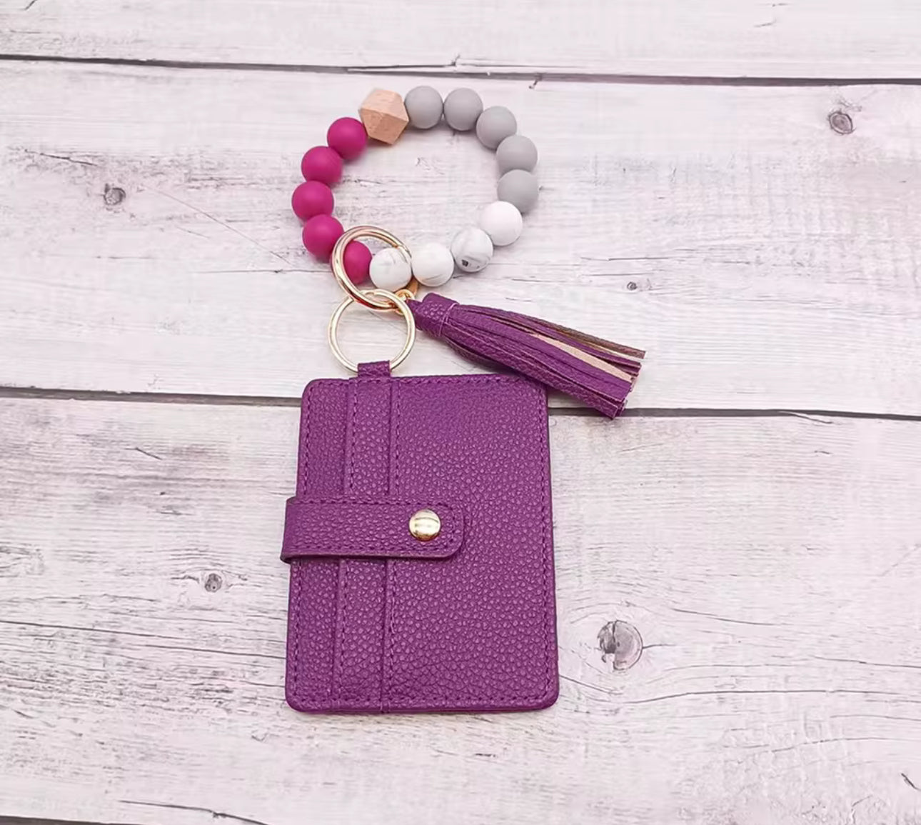 Purple wristlet and 6 card slot wallet