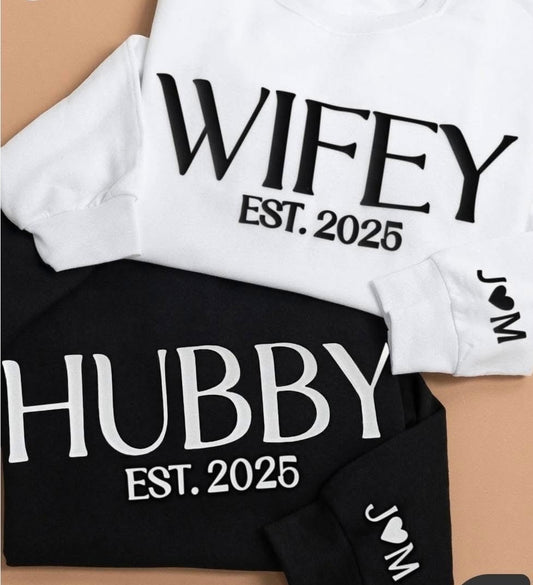 Hubby and wifey custom crewneck sweatshirt
