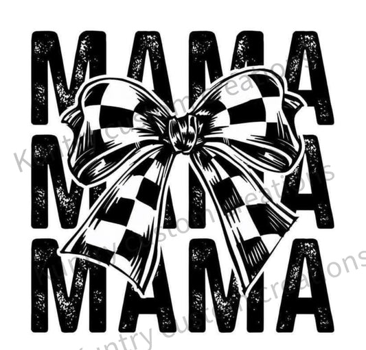 Mama Checkered bow  sublimation transfer
