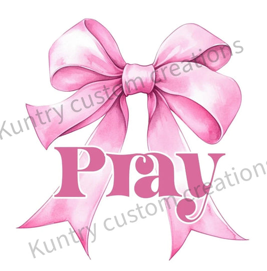 Pray pink bow sublimation transfer