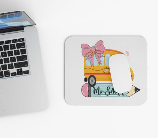 Personalized school bus mouse pad