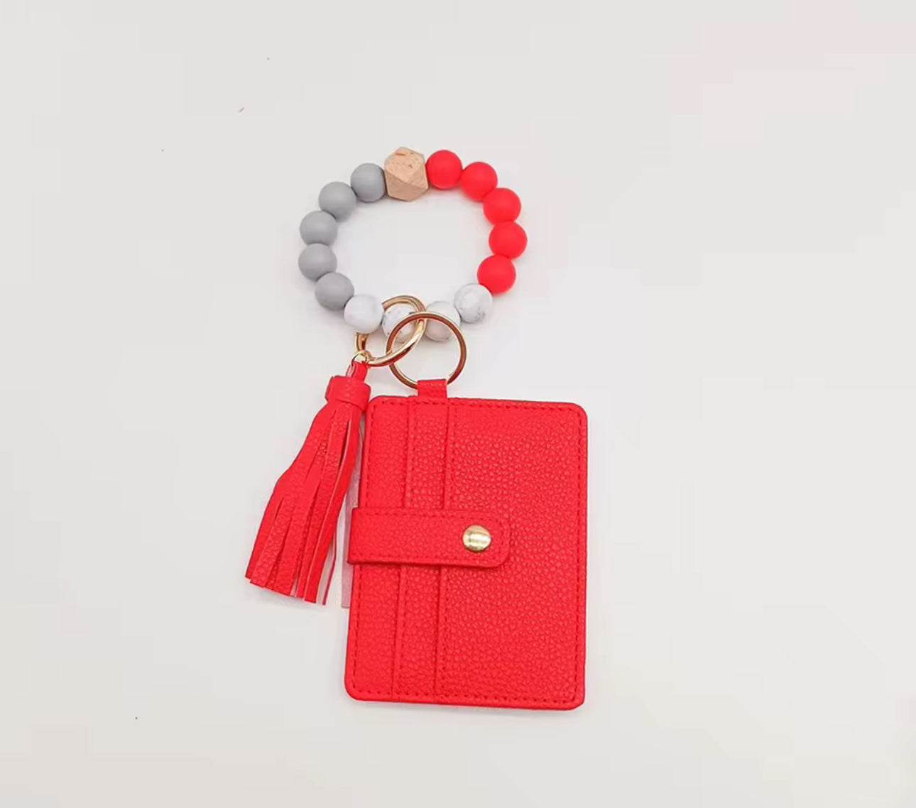 Red wristlet and 6 card slot wallet