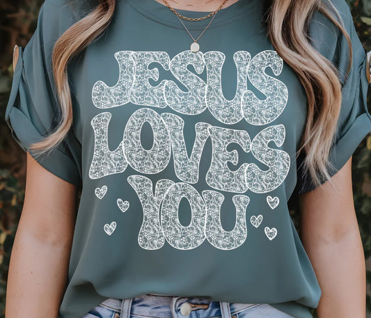 Screenprint transfer -Jesus loves you