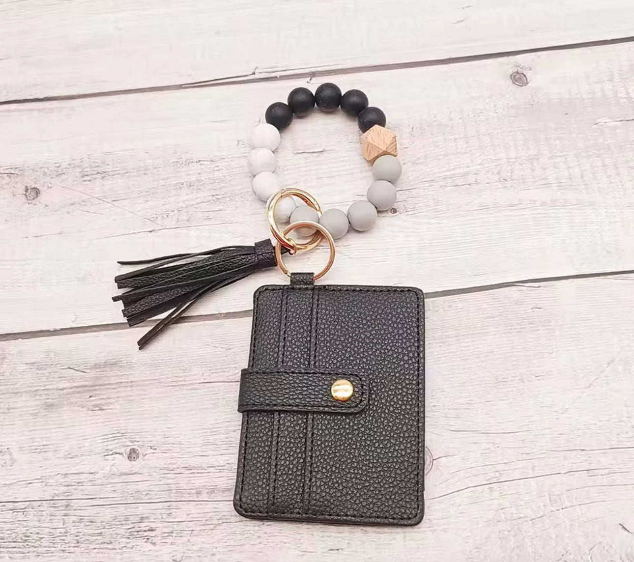 Black wristlet and 6 card slot wallet