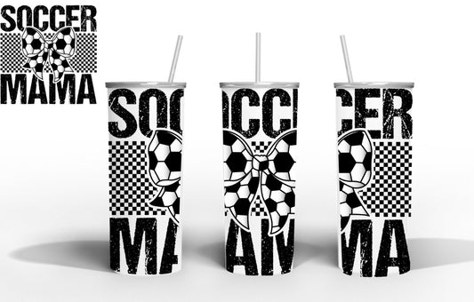 Soccer mama bow 20oz skinny tumbler