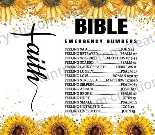 Bible emergency numbers sublimation transfer