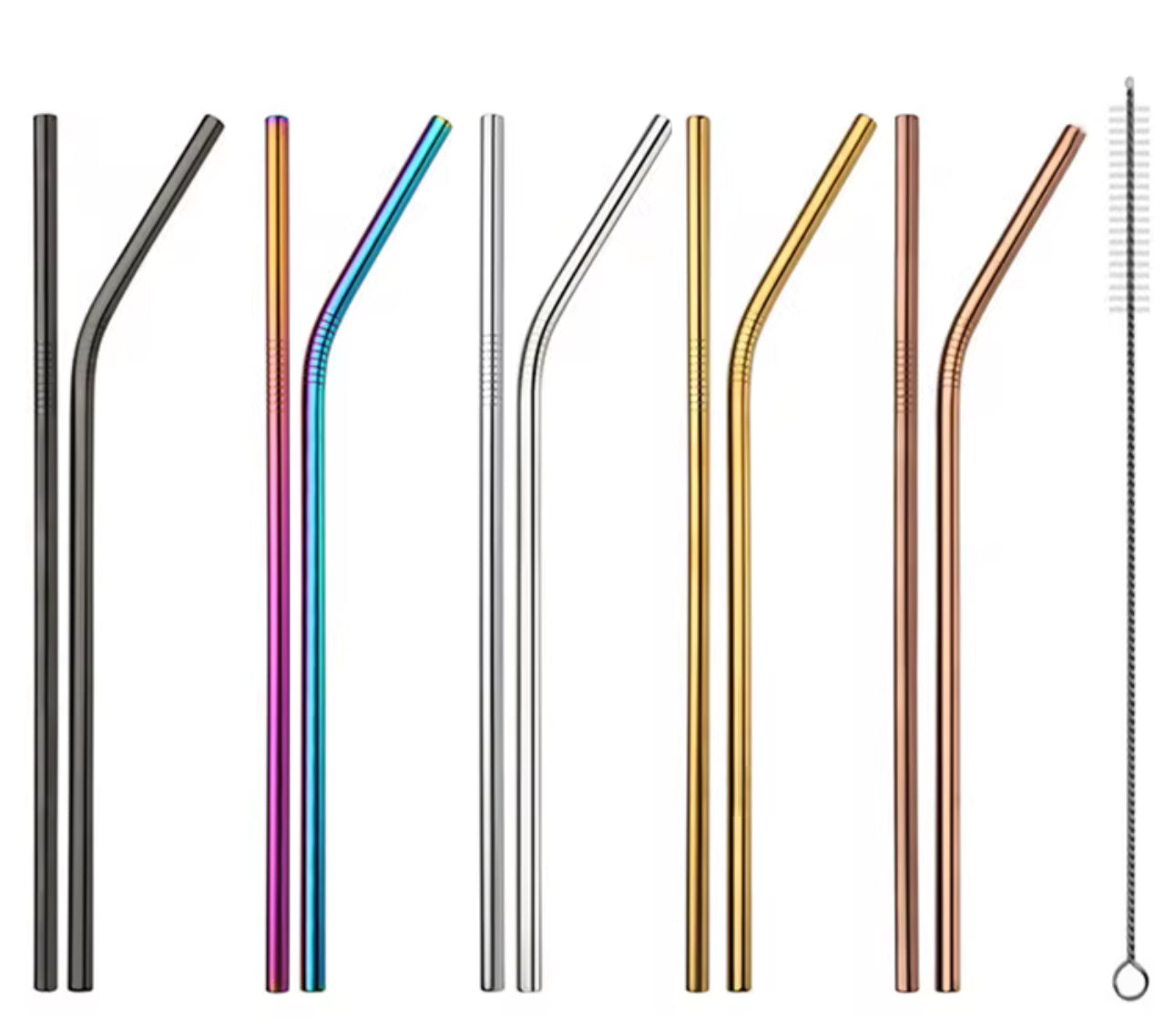 Eco friendly straight reusable stainless steel straw set of 4