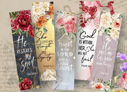 Waterproof set of 5 Bible theme bookmarks