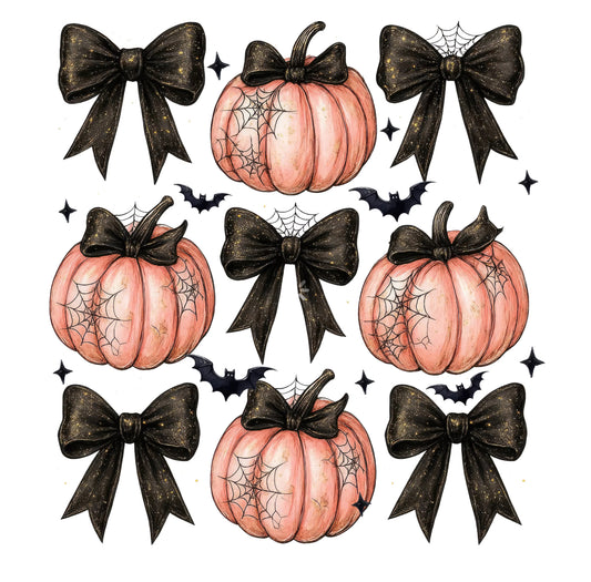 Bows and pumpkin large 10 inch DTF transfer