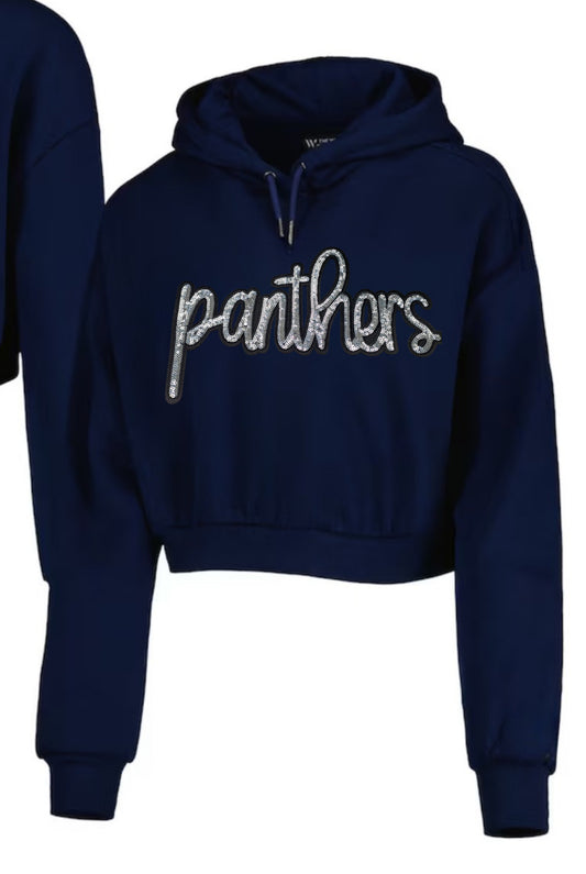 Panthers sequins embroidered Crop top hoodie
