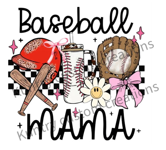 Mama baseball theme sublimation transfer