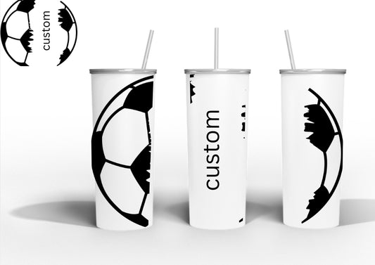 Custom soccer 20oz skinny tumbler