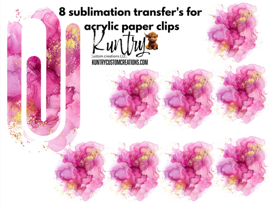 Pink and gold color blast  Jumbo paper clip transfer