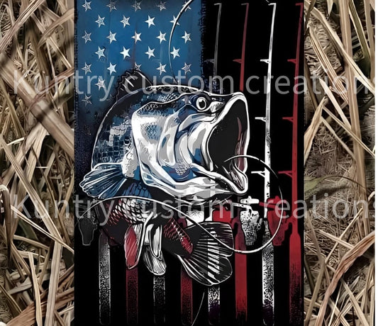 American camo fish sublimation transfer