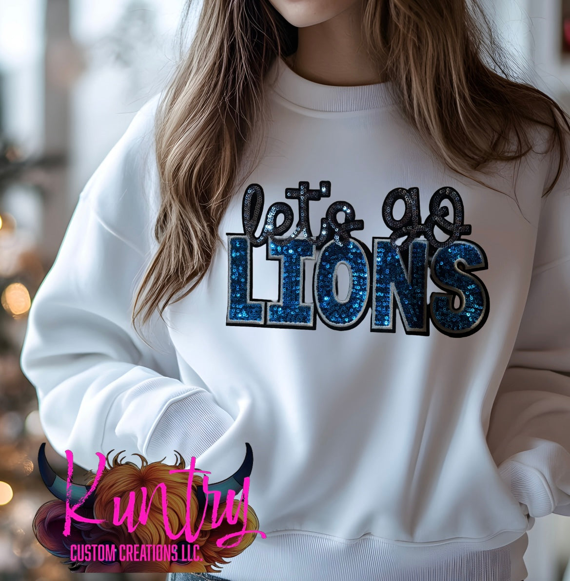 Let’s go lions embroidered sequins sweatshirt