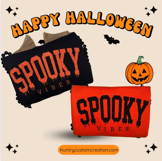 Glitter spooky vibes Halloween theme crewneck sweatshirt