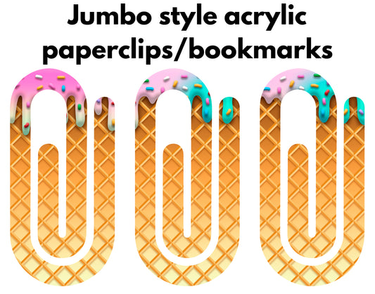 Drip jumbo acrylic paperclip/bookmark - can customize