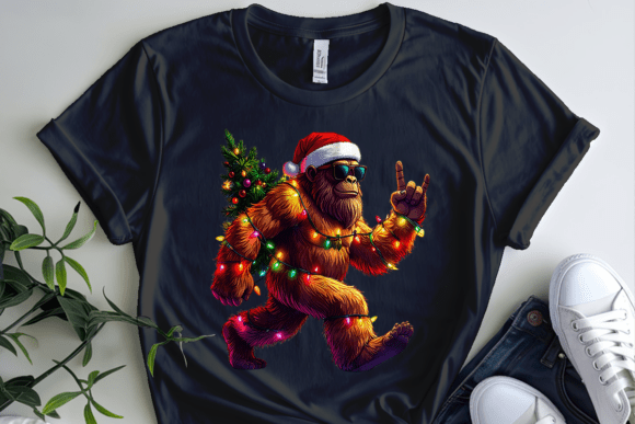 DTF Funny Christmas Bigfoot & Santa Hat