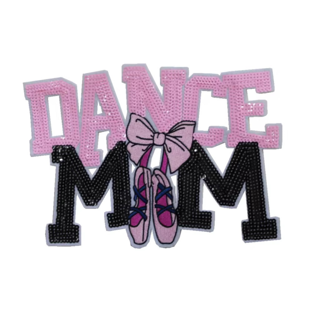 Dance mom chenille Sequins embroidered iron on patch