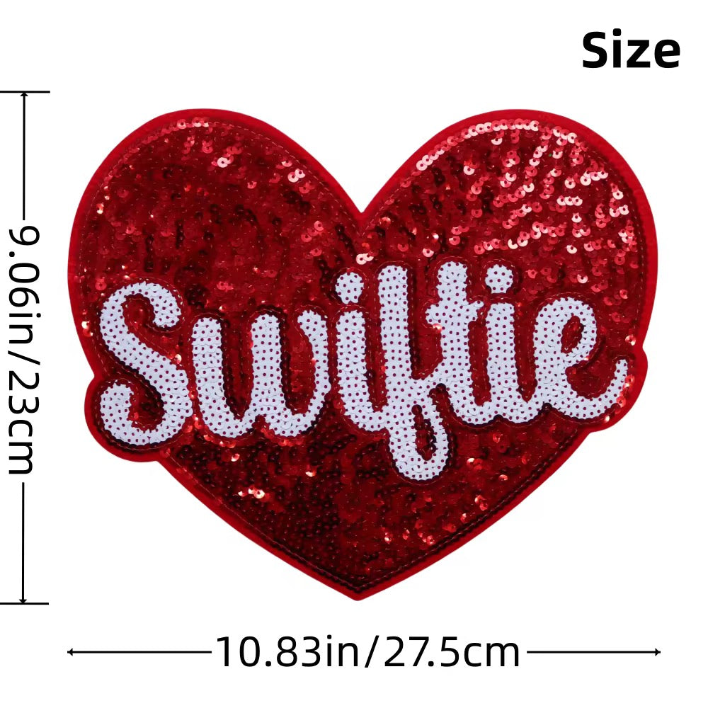 Swiftie heart Sequins embroidered iron on patch